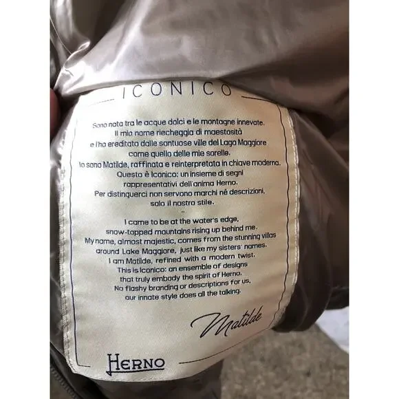 Authentic Women's HERNO Quilted Down Filled Puffer Jacket Long Size 42 Taupe - Picture 11 of 12